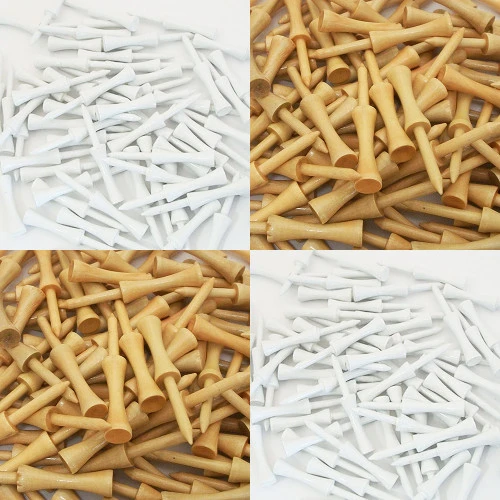 Zero Friction Golf Wood Step Tees - Natural & White